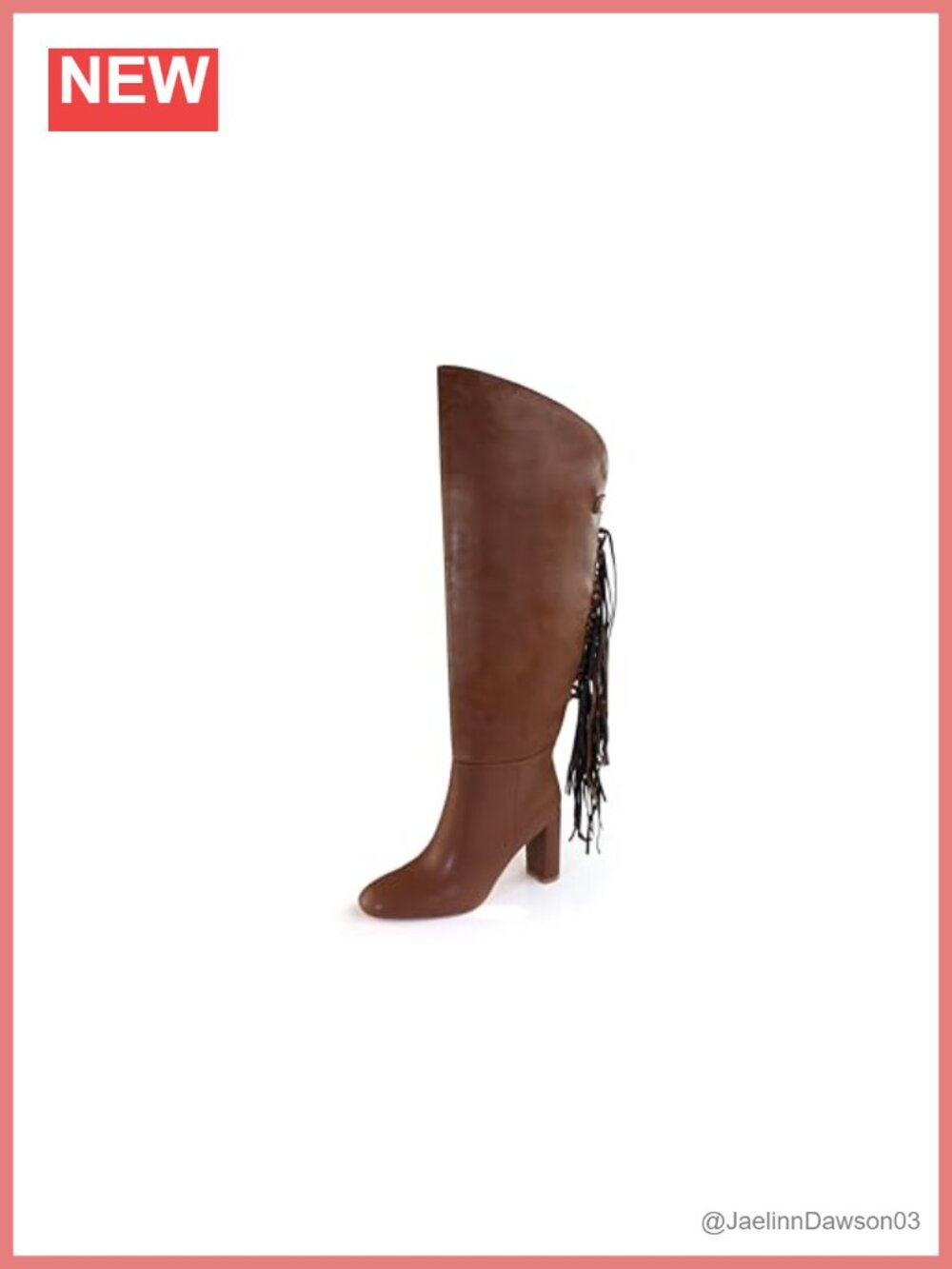 Women's Knee High Fringe Boots Round Toe Chunky Block Heel Pull On Tassel
